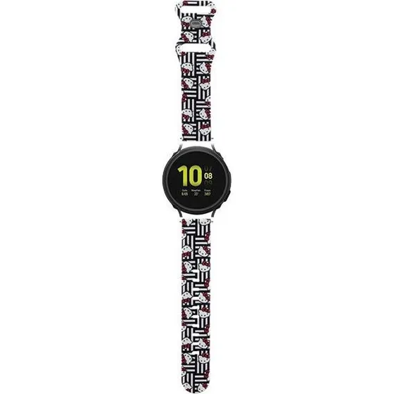 Hello Kitty Universal Silikone Urrem - 20mm - Sort med hoveder