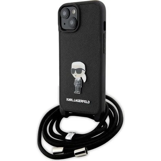 Karl Lagerfeld Crossbody Saffiano iPhone 15 Cover - Sort