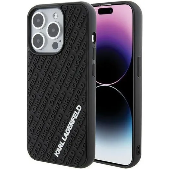 Karl Lagerfeld 3D Rubber Multi Logo cover til iPhone 15 Pro - Sort