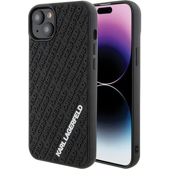 Karl Lagerfeld 3D Rubber Multi Logo Case til iPhone 15 Plus - Black