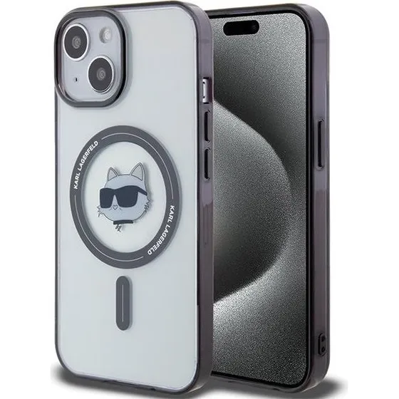 Karl Lagerfeld iPhone 15 Plus Transparent MagSafe Choupette Case