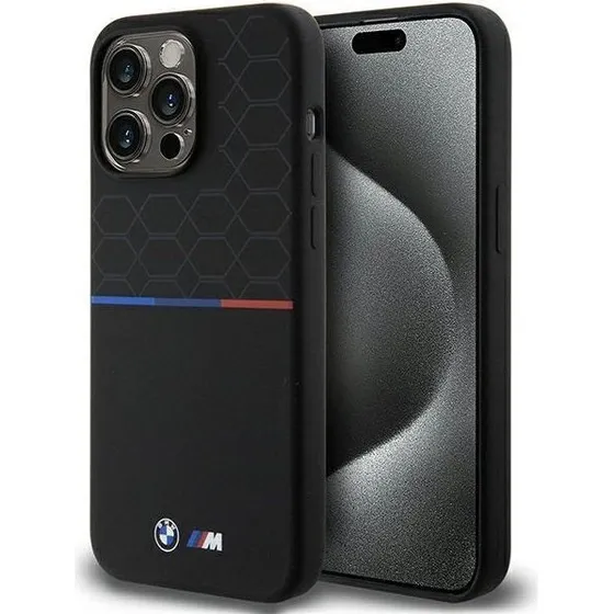 BMW M Silicone Pattern MagSafe cover til iPhone 15 Pro Max - Sort