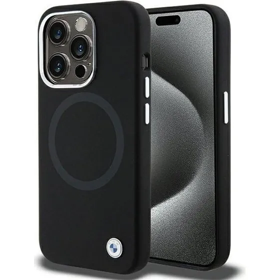 BMW Signature Liquid Silicone MagSafe cover til iPhone 15 Pro Max - Sort