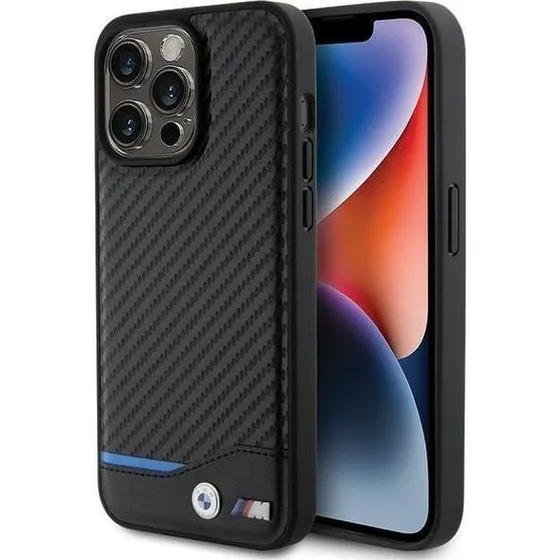 BMW Leather Carbon Case til iPhone 15 Pro Max - Black