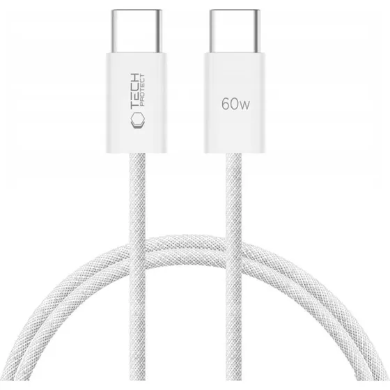 Tech-Protect UltraBoost Classic USB-C–USB-C PD 60W 1 m, hvid