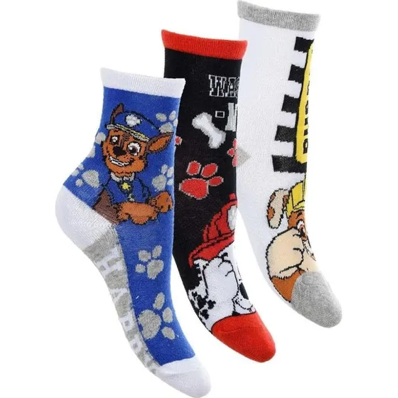 Paw Patrol 3-pak sokker med Pawprint - Blå/Hvid/Sort