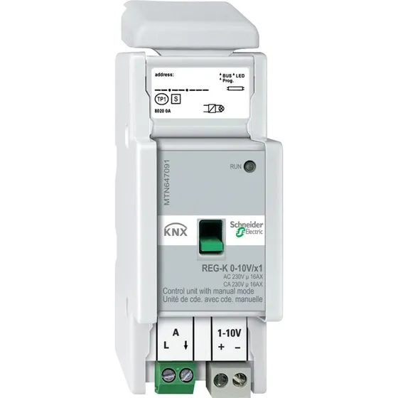 Schneider KNX lysdæmper med 0-10V udgang og manuel betjening
