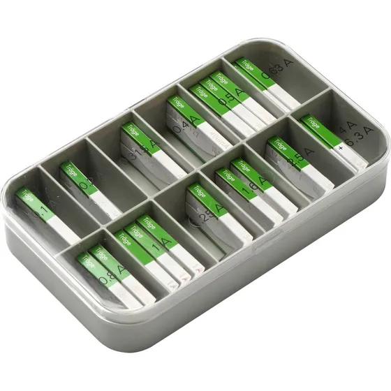 ETI finsikring sortimentsæske 200 stk, trg 5x20 mm, 0,1-6,3A