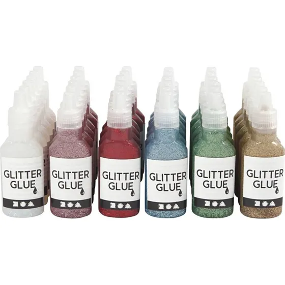 Glitterlim 36×25 ml – assorterede farver