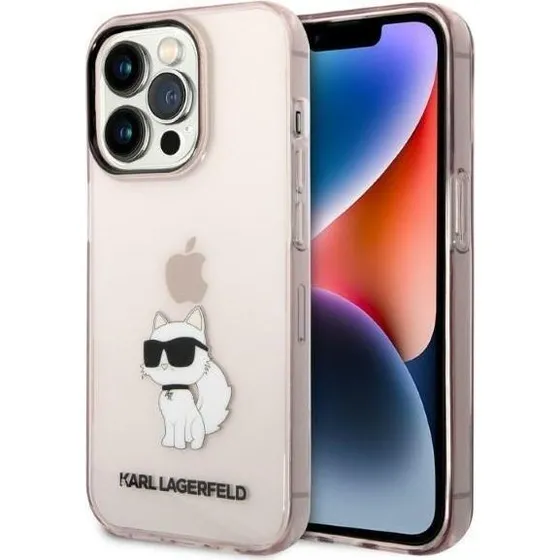 Karl Lagerfeld Ikonik Choupette cover til iPhone 14 Pro Max - Pink