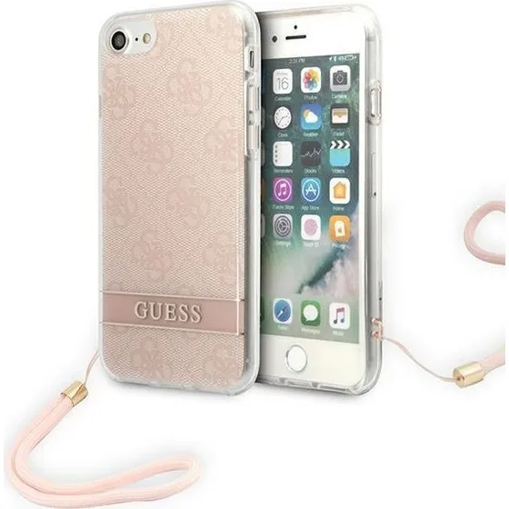 GUESS 4G Print Strap Hardcase til iPhone SE, 7 & 8 - Pink