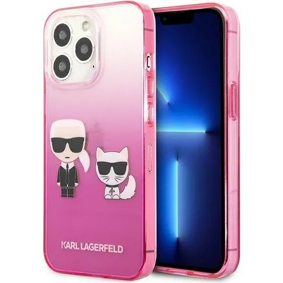 Karl Lagerfeld Ikonik Karl & Choupette Cover til iPhone 13/13 Pro - Pink