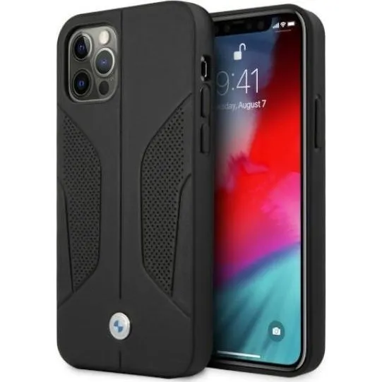 BMW Leather Perforated Sides Case til iPhone 12 Pro Max - Sort