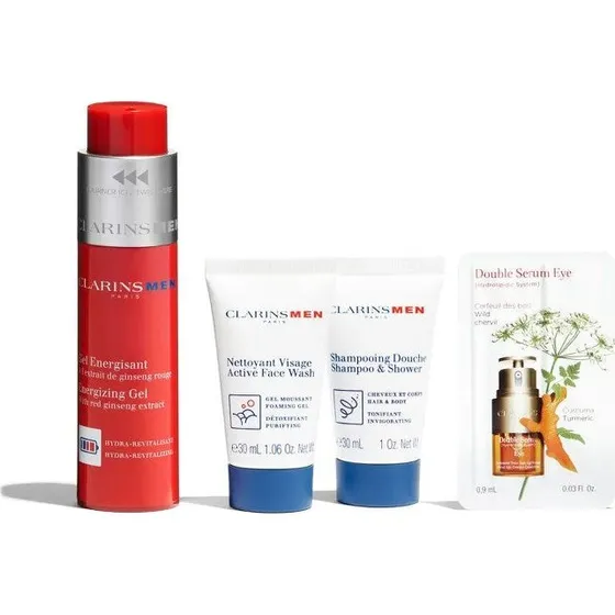 Clarins Men Energigivende Sæt: Gel, Shampoo & Rensegel (3 stk.)