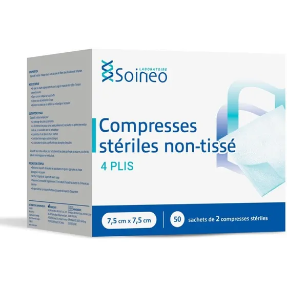 Soinéo Sterile Non-woven Kompresser 7,5x7,5 cm (2x50 stk)