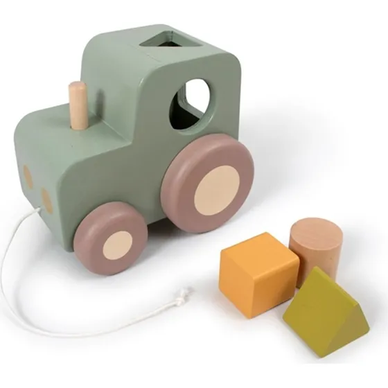 Filibabba Træk-traktor med puttekasse - FSC trælegetøj