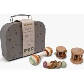 Filibabba Legekuffert med 4 sanselegetøj i bøgetræ