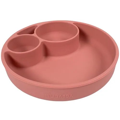 Filibabba Silikone Ruminddelt Tallerken, Rose