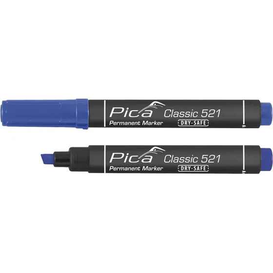 Pica Classic Permanent Marker DRY-SAFE 2-6mm blå skrå spids