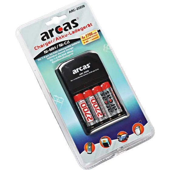 10 stk Batterioplader inkl. 4 x 2700mAh AA batterier