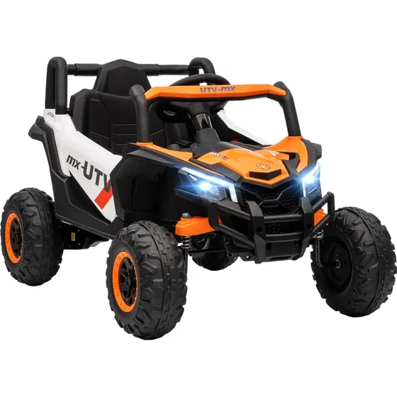 12V Elbil til børn - Orange (Fjernbetjent, Musik, LED, USB)