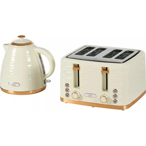 2-i-1 Elkedel og Brødrister Sæt, Beige, 1.7L, 4 Skiver