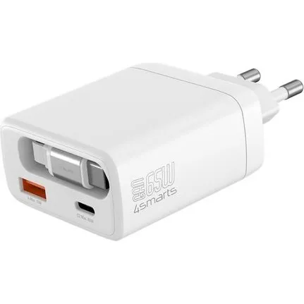 4smarts PDPlug 65W GaN Slim USB-C vægoplader - Hvid