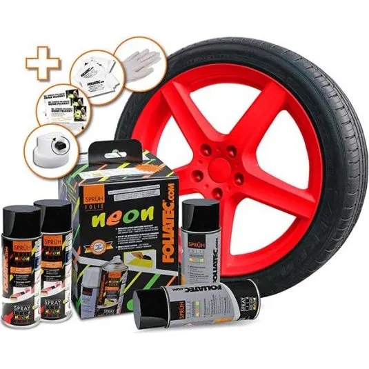 Foliatec Sprayfolie Neonrød Sæt 4x400 ml med Baselak