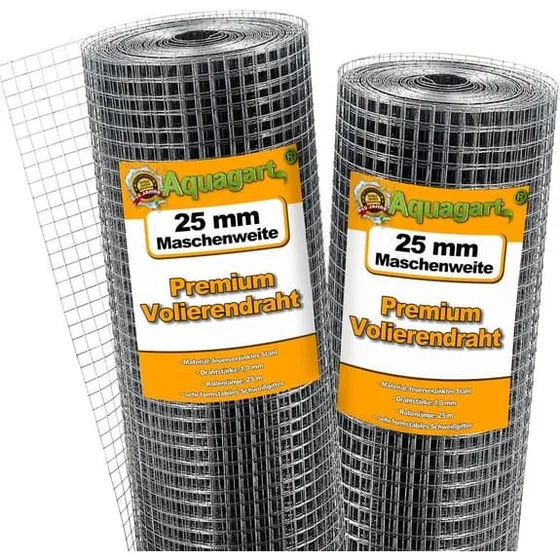 Aquagart Volieretråd 25 m x 1 m - Galvaniseret Svejsegitter