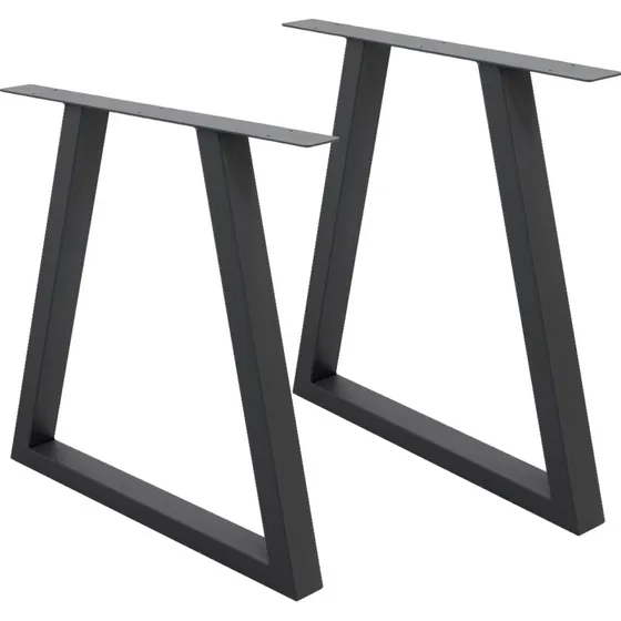 Industrielle bordben i stål, trapezformet design, 60 x 72 cm