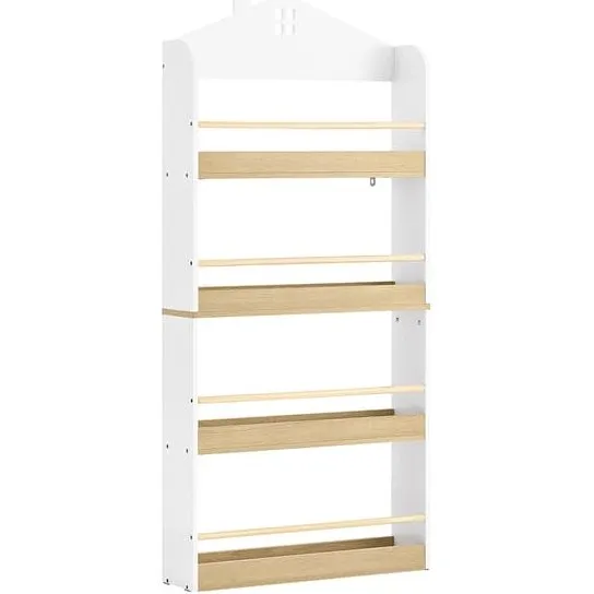 SoBuy Børne bogreol 60x15x130.5cm – 4 Hylder – Hvid/Natur KMB121-WN