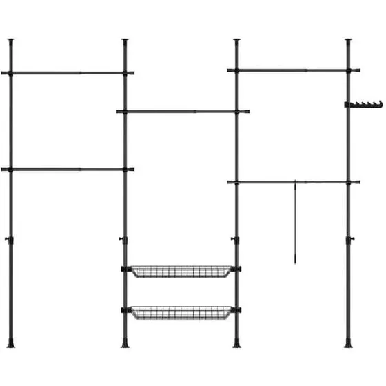 SoBuy Teleskopisk Tøjstativ B209 Sort | H200-295 cm