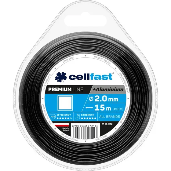 Cellfast Trimmersnor Ø2,0 mm, 15 meter - Firkantet Premium