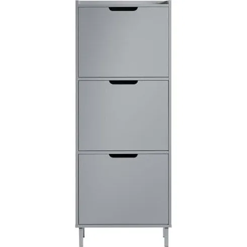 SoBuy Smalt skoskab 3 døre, Grå, 50x19x129cm FSR151-H-HG