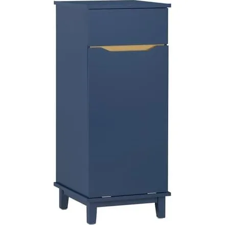 SoBuy Blåt Badeværelsesskab 40x40x96cm med vasketøjskurv BZR114-B