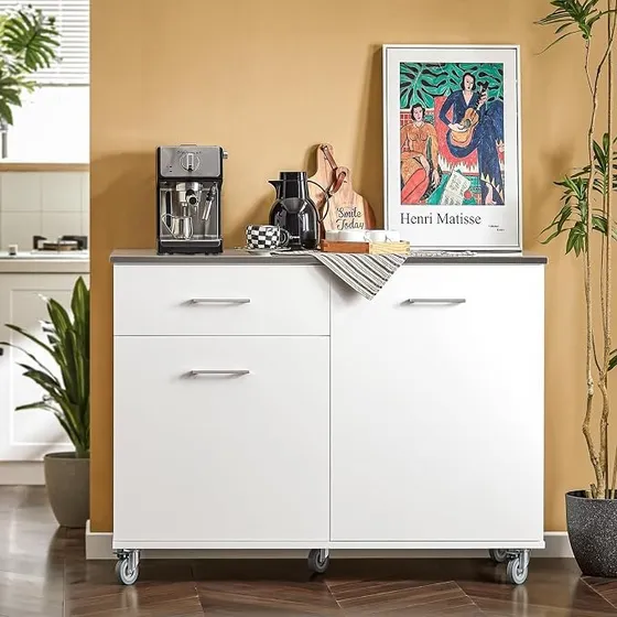 SoBuy Køkkenø med hjul – Hvid 120x56x90cm FKW117-W