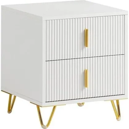 SoBuy Smalt natbord 40x40x47cm – 2 skuffer | Hvid FBT115-W