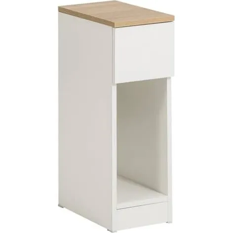 SoBuy Smalt natbord 20x35x60cm med skuffe og hylder - Natur/Hvid