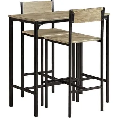 SoBuy Barbord med 2 barstole i industriel stil, 89x45x87cm, OGT03-N