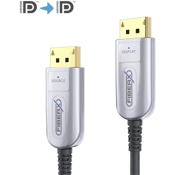 FiberX FX-I260-010 DisplayPort 2.0 kabel, 10 m, sort/sølv