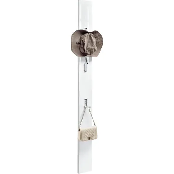 [en.casa]® Tøjhænger Vægpanel med 3 kroge, Hvid Højglans, 170x15cm