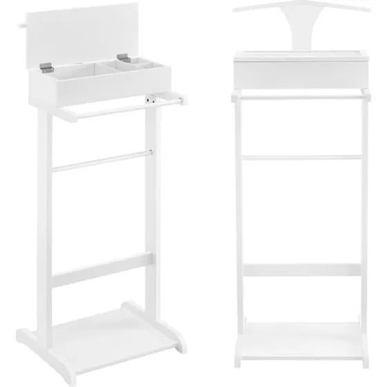 [en.casa]® Stumtjener i fyrretræ - Hvid - 43,5x34,5x110 cm