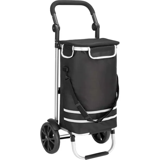 Indkøbstrolley med kølerum og aftagelig taske - 56L, Sort
