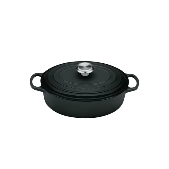 Le Creuset Stegegryde Oval Signature 27 cm, sort
