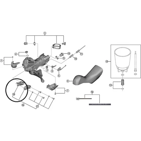 Shimano Membran til venstre side i ST-R9120 skiftegreb