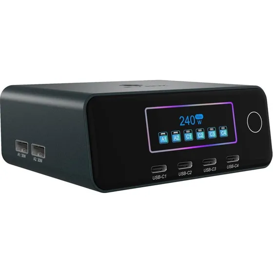ICY BOX Diamond Charge 2401 - 240W USB-C Ladestation med LCD