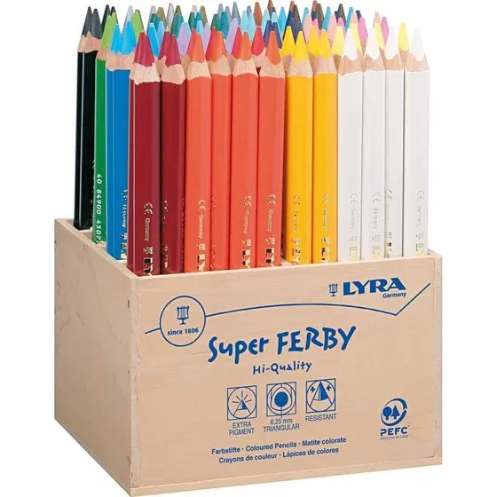 Lyra Super Ferby Farveblyanter 96 stk. i trædisplay