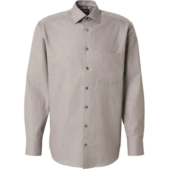 OLYMP Skjorte i mørkebeige - Regular Fit