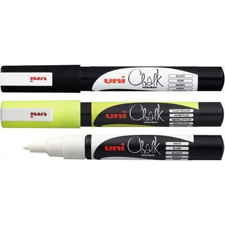 Uni Chalk Marker PWE-3MS Sort 0,9-1,3 mm