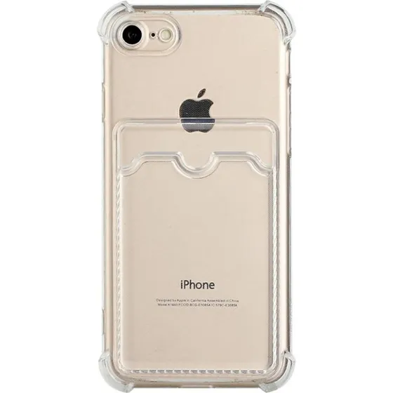 iPhone 7/8/SE (2020/2022) Stødsikkert cover med kortholder - Transparent